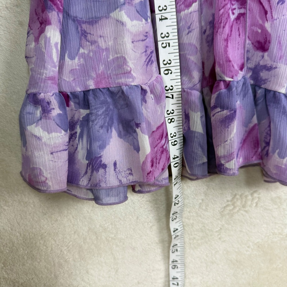 Sandra Darren Purple Floral Midi Dress Fit Flare Garden Party Summer Size 14 - Picture 4 of 6